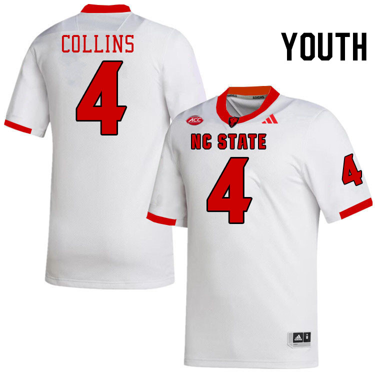 Youth #4 Dacari Collins NC State Wolfpack College Football Jerseys Stitched-White